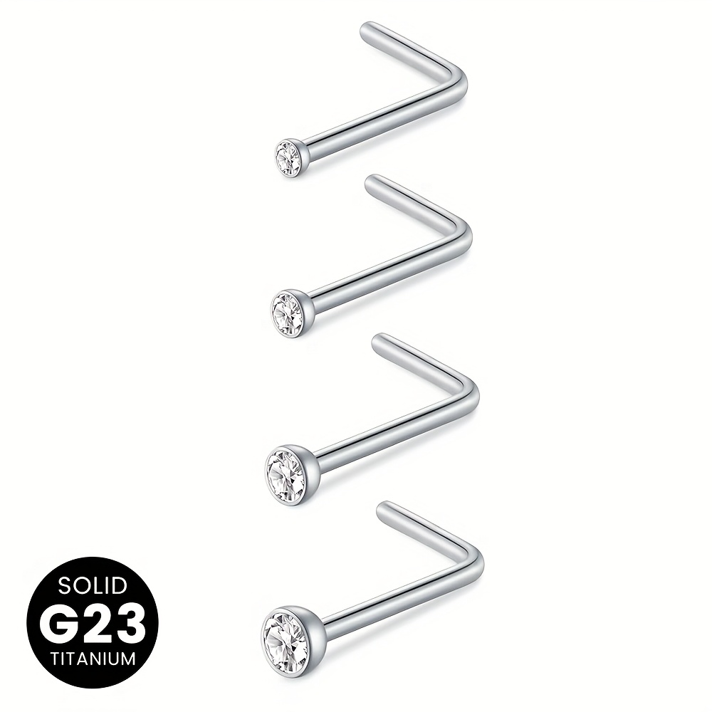 4pcs G23 Titanium Alloy Nose Studs & Rings Set, Hypoallergenic